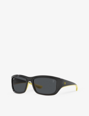 Shop Ray Ban Ray-ban Women's Yellow Rb4405m Scuderia Ferrari Square-frame Nylon Sunglasses