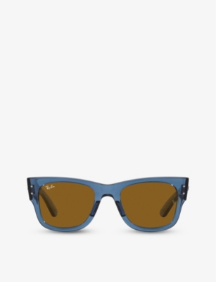 Shop Ray Ban Ray-ban Women's Blue Rb0840s Mega Wayfarer Square-frame Acetate Sunglasses
