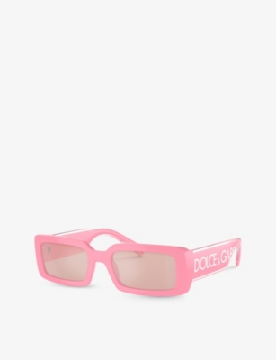 Shop Dolce & Gabbana Women's Pink Dg6187 Rectangle-frame Injected Sunglasses