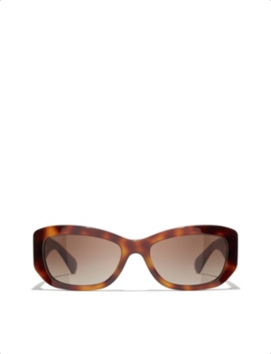 Pre-owned Chanel Womens Brown Ch5493 Pillow-frame Acetate Sunglasses