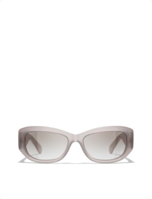 Pre-owned Chanel Womens Grey Ch5493 Pillow-frame Acetate Sunglasses