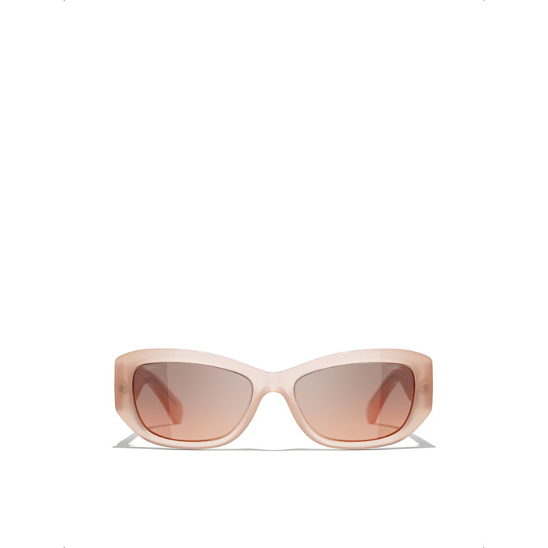 Pre-owned Chanel Womens Pink Ch5493 Pillow-frame Acetate Sunglasses