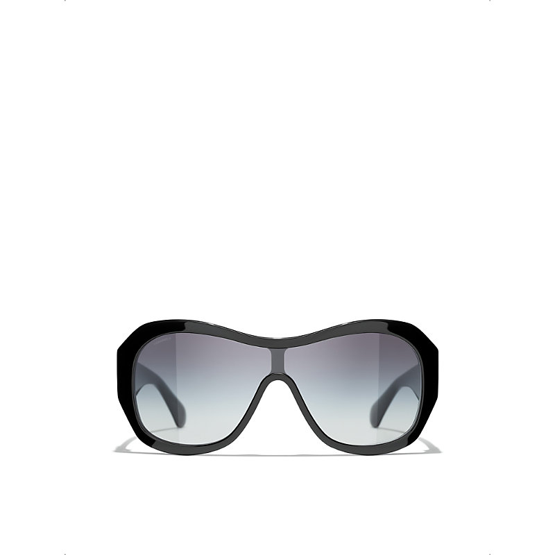 Pre-owned Chanel Womens Black Ch5497b Irregular-frame Acetate Sunglasses