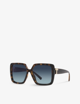 Shop Tiffany & Co Tf4206u Tortoiseshell Square-frame Acetate Sunglasses In Brown