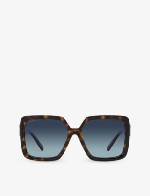 Shop Tiffany & Co Tf4206u Tortoiseshell Square-frame Acetate Sunglasses In Brown