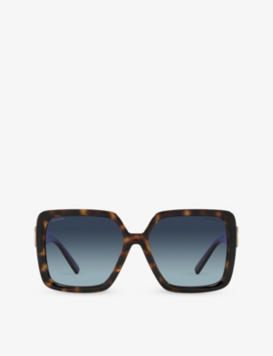 Tiffany & Co Tf4206u Tortoiseshell Square-frame Acetate Sunglasses In Azure Gradient Dark Blue Polar