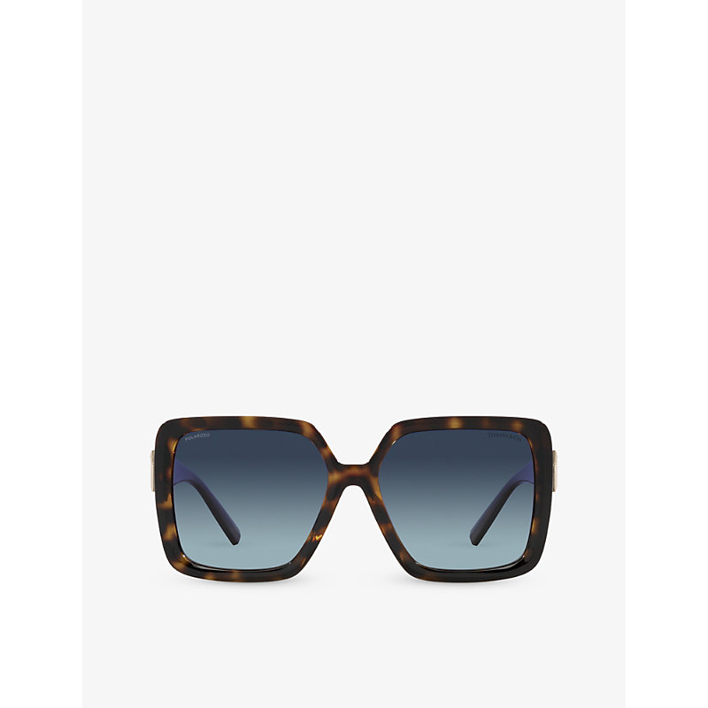 Tiffany & Co Tf4206u Tortoiseshell Square-frame Acetate Sunglasses In Azure Gradient Dark Blue Polar