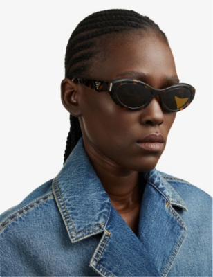 PRADA WOMENS BROWN PR 26ZS IRREGULAR-SHAPE ACETATE SUNGLASSES 66898772