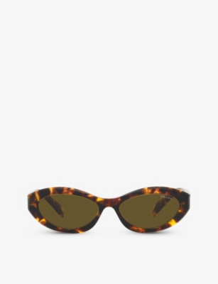 Prada Womens Brown Pr 26zs Irregular-shape Acetate Sunglasses