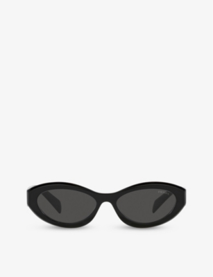 Prada Womens Black Pr 26zs Irregular-frame Branded-arm Acetate Sunglasses