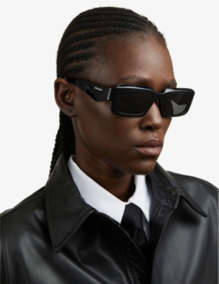 PRADA WOMENS BLACK PR 27ZS BRANDED-ARM RECTANGLE-FRAME ACETATE SUNGLASSES 66898819