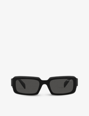 Prada Womens Black Pr 27zs Branded-arm Rectangle-frame Acetate Sunglasses