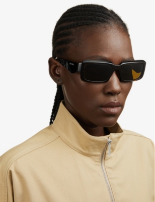 PRADA WOMENS PR 27ZS BRANDED-ARM RECTANGLE-FRAME TORTOISESHELL ACETATE SUNGLASSES BROWN 66898833