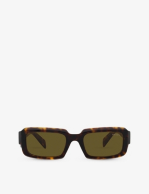 Prada Womens Brown Pr 27zs Branded-arm Rectangle-frame Tortoiseshell Acetate Sunglasses In Brown