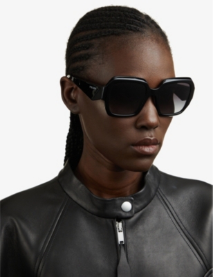 Prada Womens Black Pr 28zs Branded-arm Pillow-frame Acetate Sunglasses In Black