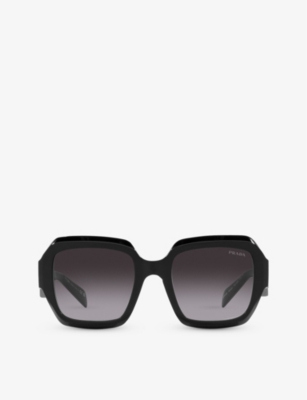 Prada Womens Black Pr 28zs Branded-arm Pillow-frame Acetate Sunglasses