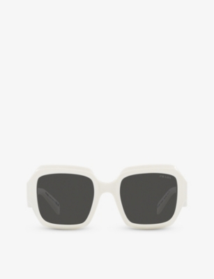 Prada Womens White Pr 28zs Pillow-frame Acetate Sunglasses