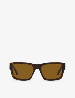 Prada Womens Brown Pr 25zs Rectangle-frame Tortoiseshell Acetate Sunglasses