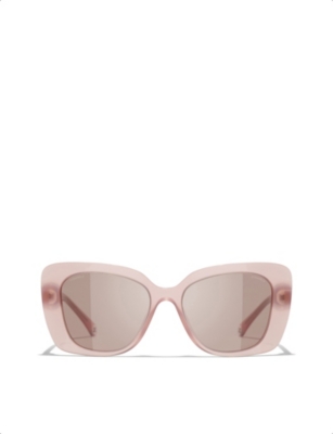 Pre-owned Chanel Womens Pink Ch5504 Rectangle-frame Acetate Sunglasses