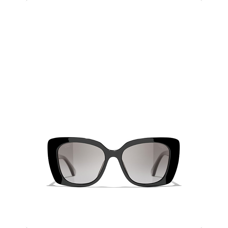 Pre-owned Chanel Womens Black Ch5504 Rectangle-frame Acetate Sunglasses