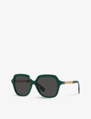 Burberry Womens Green Be4389 Joni Square-frame Brand-embellished Acetate Sunglasses In Green