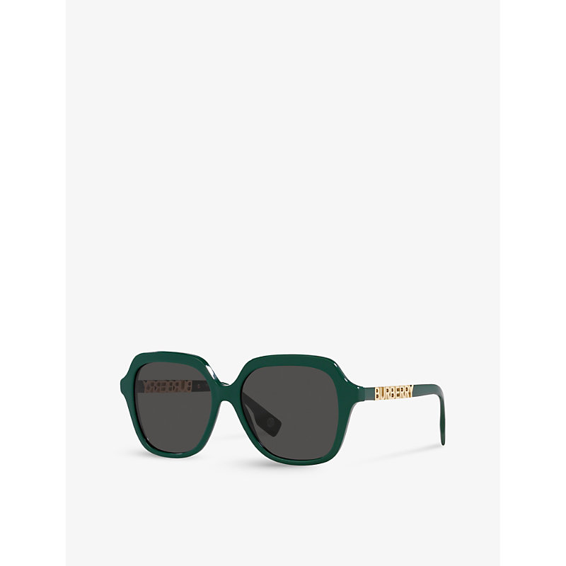 Shop Burberry Women's Green Be4389 Joni Square-frame Brand-embellished Acetate Sunglasses