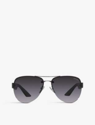 PRADA LINEA ROSSA: PS 52YS pilot-frame metal sunglasses