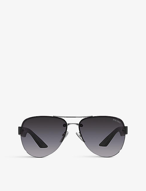 PRADA LINEA ROSSA: PS 52YS pilot-frame metal sunglasses
