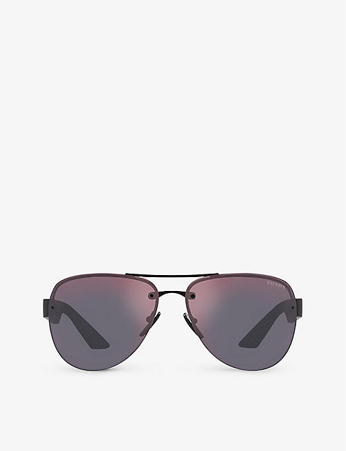 PRADA LINEA ROSSA: PS 55YS pilot-frame metal sunglasses
