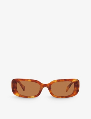 Miu Miu Womens Brown Mu 08ys Square-frame Tortoiseshell Acetate Sunglasses