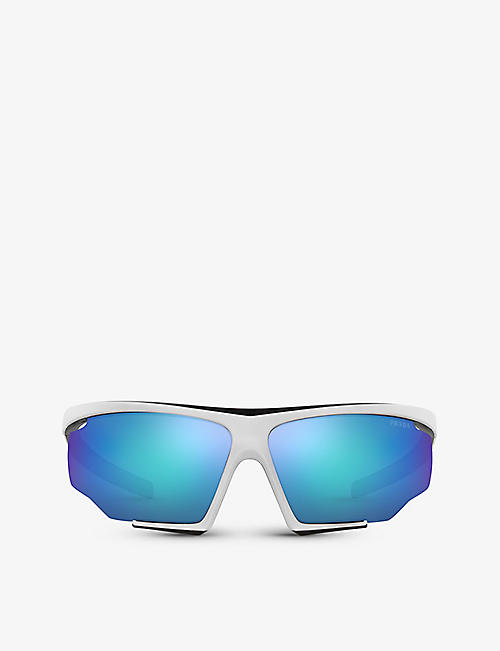 PRADA LINEA ROSSA: PS 07YS branded-arm irregular-frame nylon sunglasses