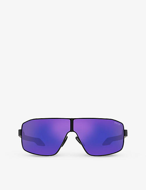 PRADA LINEA ROSSA: PS 54YS irregular-frame tinted lens polycarbonate sunglasses