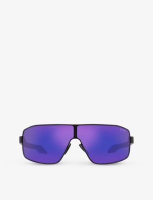 Prada Linea Rossa Womens Black Ps 54ys Irregular-frame Tinted Lens Polycarbonate Sunglasses