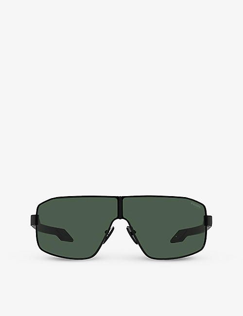 PRADA LINEA ROSSA: PS 54YS shield-frame metal sunglasses