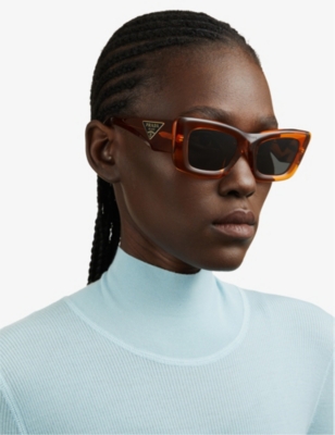 Shop Prada Women's Orange Pr 13zs Acetate Sunglasses