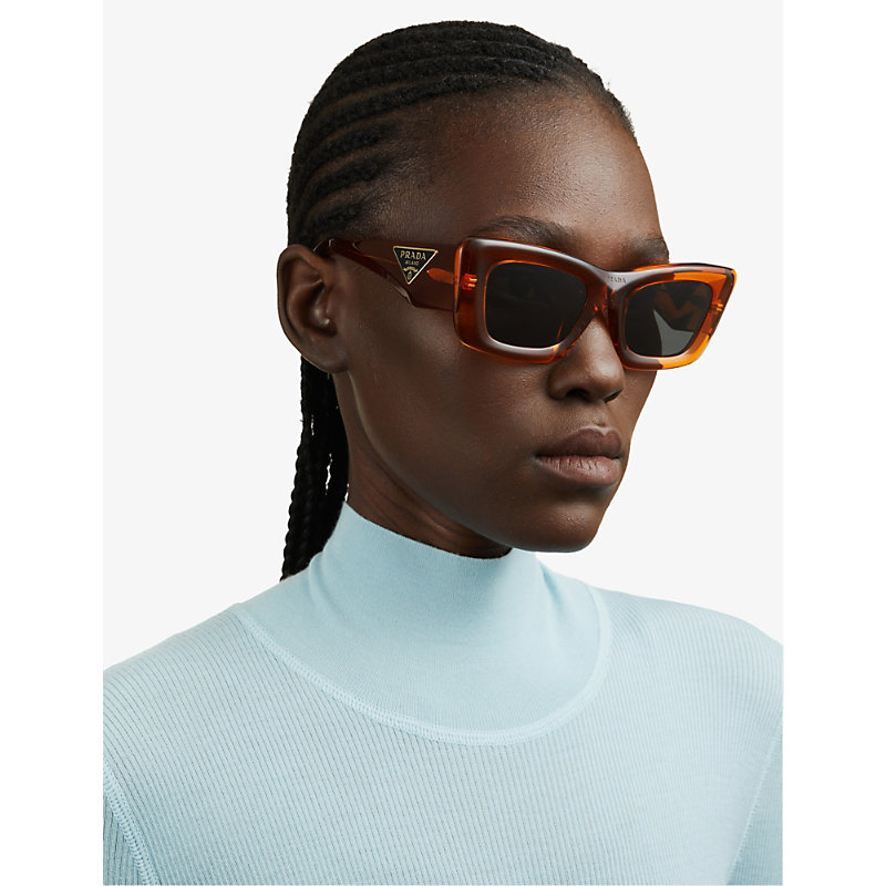 Shop Prada Women's Orange Pr 13zs Acetate Sunglasses