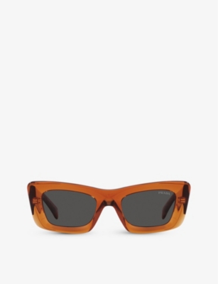 Shop Prada Women's Orange Pr 13zs Acetate Sunglasses