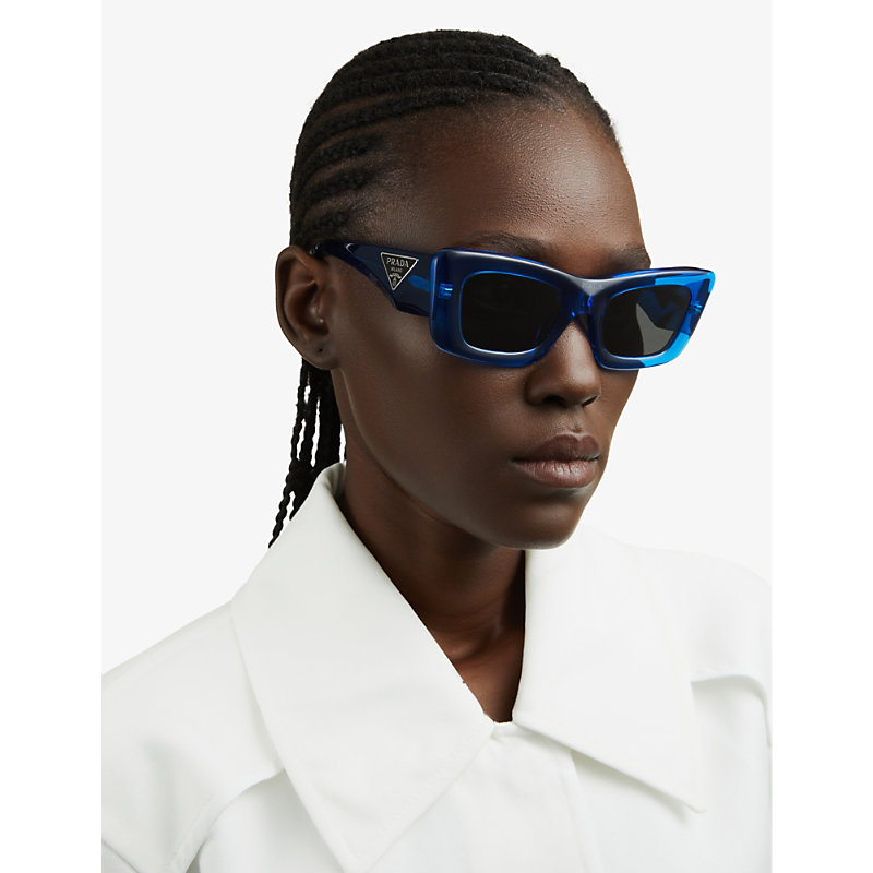 Shop Prada Women's Blue Pr 13zs Acetate Sunglasses