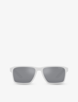 Prada Linea Rossa Womens White Ps 05ys Rectangle-frame Acetate Sunglasses