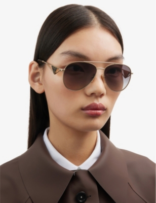 PRADA: PR 73ZS pilot-frame metal sunglasses