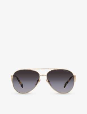 Prada Womens Gold Pr 73zs Pilot-frame Metal Sunglasses