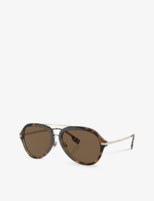 BURBERRY: BE4377 Jude pilot-frame tortoiseshell acetate sunglasses