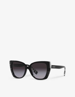 Shop Burberry Womens Black Be4393 Meryl Cat-eye Acetate Sunglasses