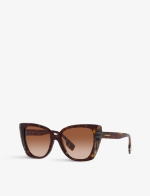 Shop Burberry Womens Brown Be4393 Meryl Cat-eye Tortoiseshell Acetate Sunglasses