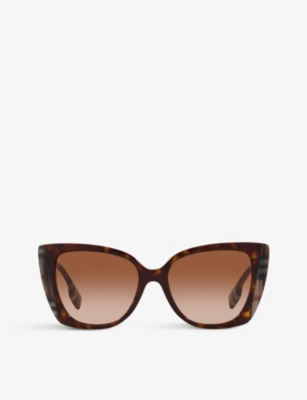 Shop Burberry Womens Brown Be4393 Meryl Cat-eye Tortoiseshell Acetate Sunglasses