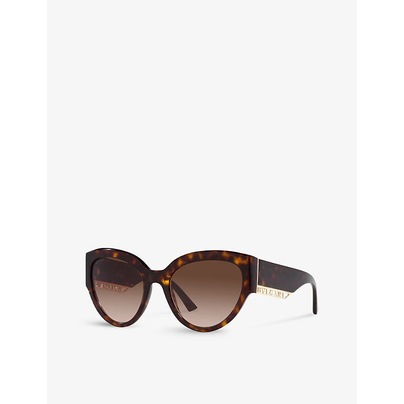 Shop Bvlgari Bv8258 Butterfly-frame Tortoiseshell-pattern Acetate Sunglasses In Brown