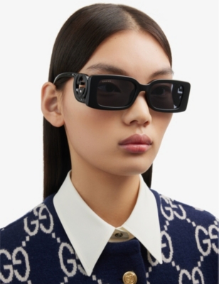 GUCCI: GG1325S branded-arm rectangle-frame acetate sunglasses