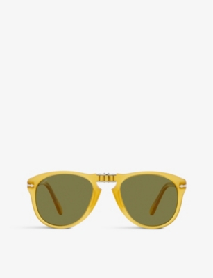 Persol Mens Yellow Po0714sm Steve Mcqueen Pilot-shape Crystal Glass And Acetate Sunglasses