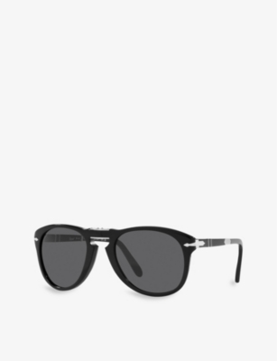 Shop Persol Women's Black Po0714sm Steve Mcqueen Pilot-frame And Acetate Sunglasses