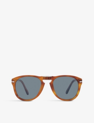 Shop Persol Men's Brown Po0714sm Steve Mcqueen Pilot-shape Crystal-glass And Acetate Sunglasses
